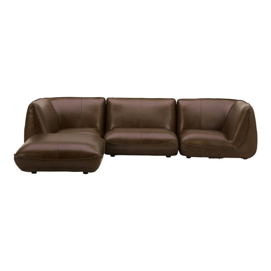 Zeppelin Louge Modular Toasted Hickory Leather Sectional