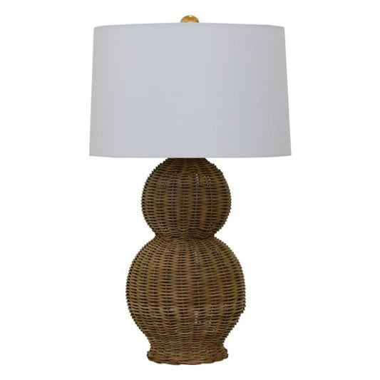 Malina Double Gourd Table Lamp With White Linen Shade